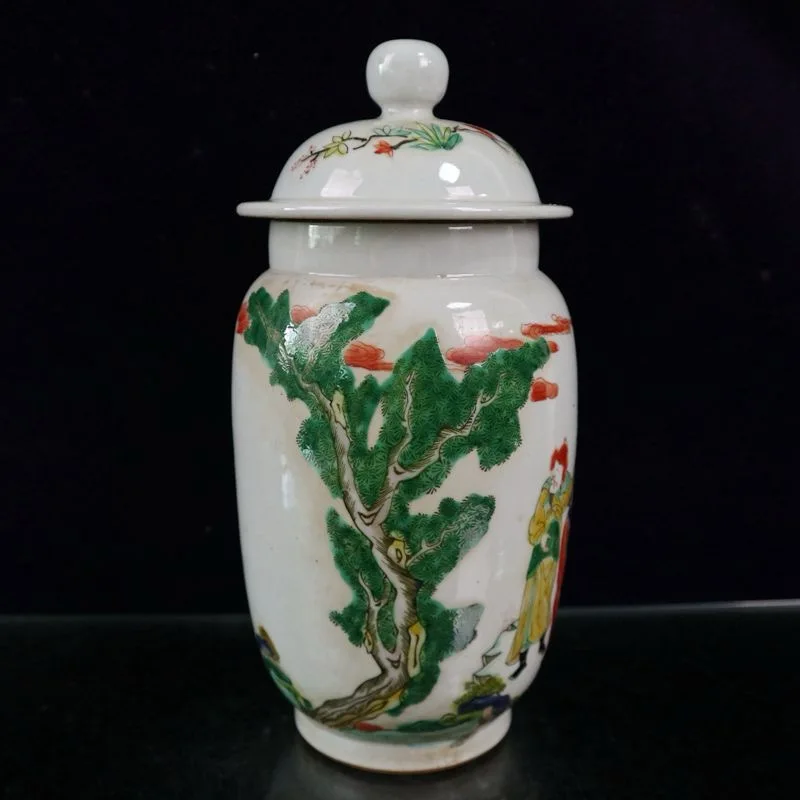 Antique Collection Kangxi period polychrome figure story pattern covered vase