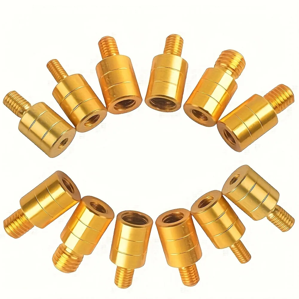 2-Pack Gold-Colored Durable Copper Alloy Fishing Net Handle Connection Adapter—Precision Threaded Design, Secure Installation, Suitable for Fishing Gear Assembly, Net Threaded Connection