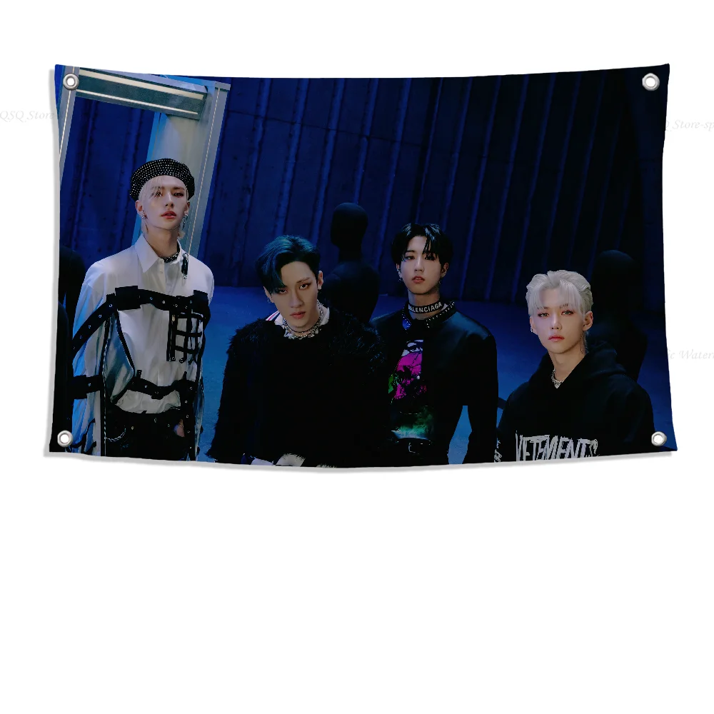 KPOP S-Stray K-Kids Flag Flags And Banners Four Hole Flag Polyester Outdoor Decor Room Aesthetic