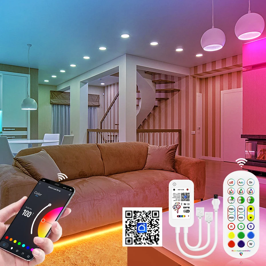 Tuya Wifi RGB LED Strip Light 24V Remote Control Dimmable Led Tape 840LEDs/m Adhesive COB Ribbon For Home Decoration Lighting