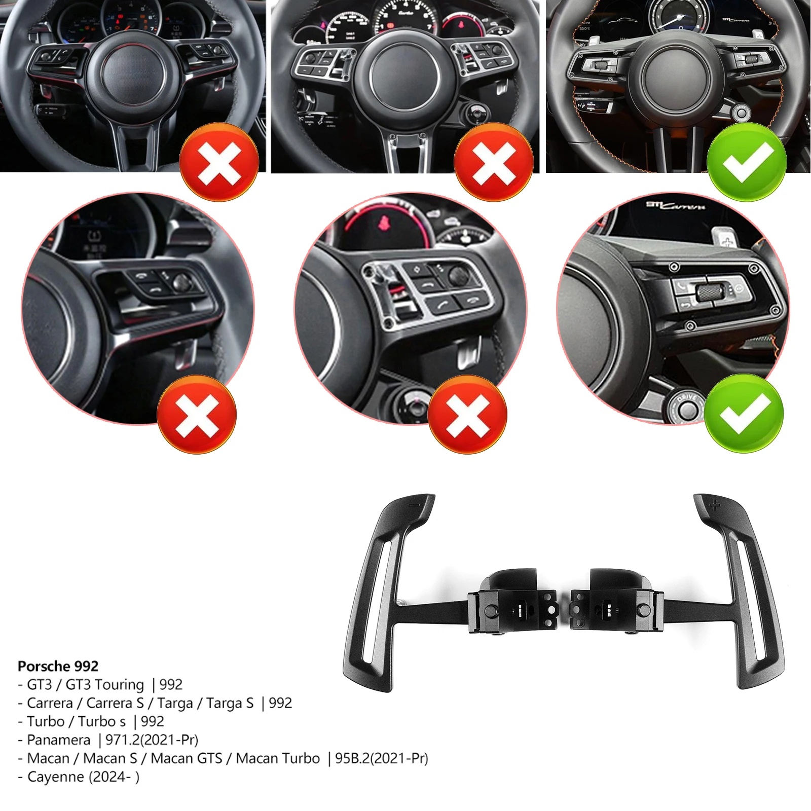 

For Porsche 992 GT3 GT3 Carrera Panamera Macan Cayenne Interior Steering Magnetic Paddle Shifter Pad