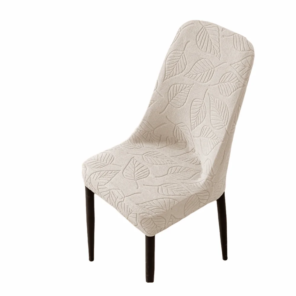 

Leaf Pattern Curved Chair Cover Stretchable Soft Dining Chair Cover Elastic Band Dust-proof Chair Seat Slipcovers