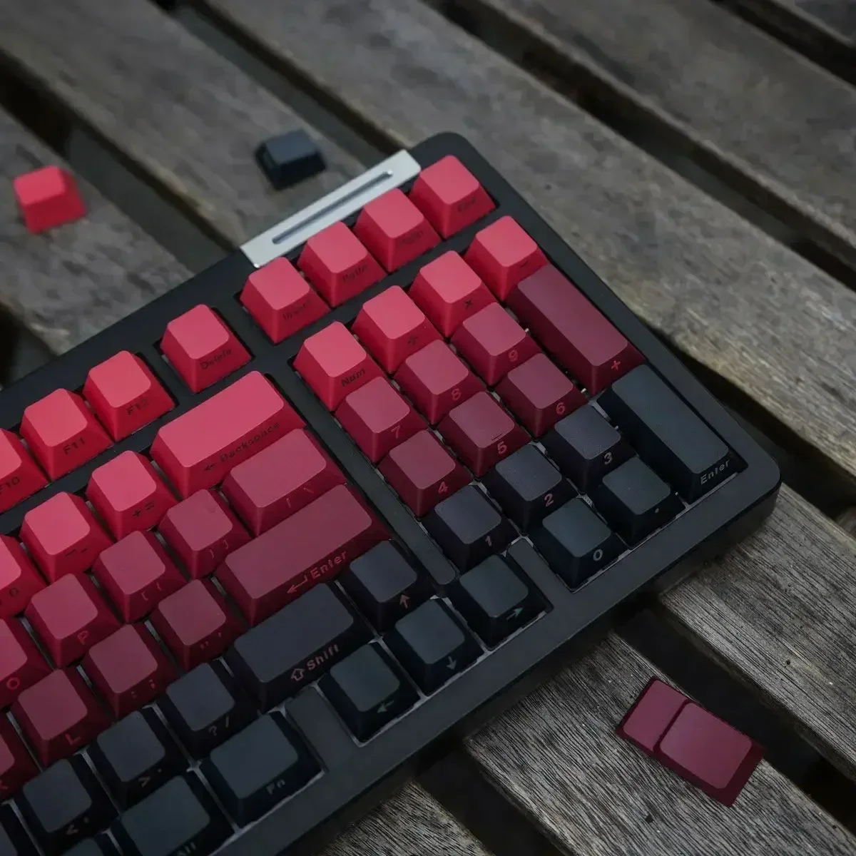 

136 Key Red Black Cherry Profile Side Print keycaps Double Shot Shine Through Backlit Key Caps For MX Mechanical Keyboard