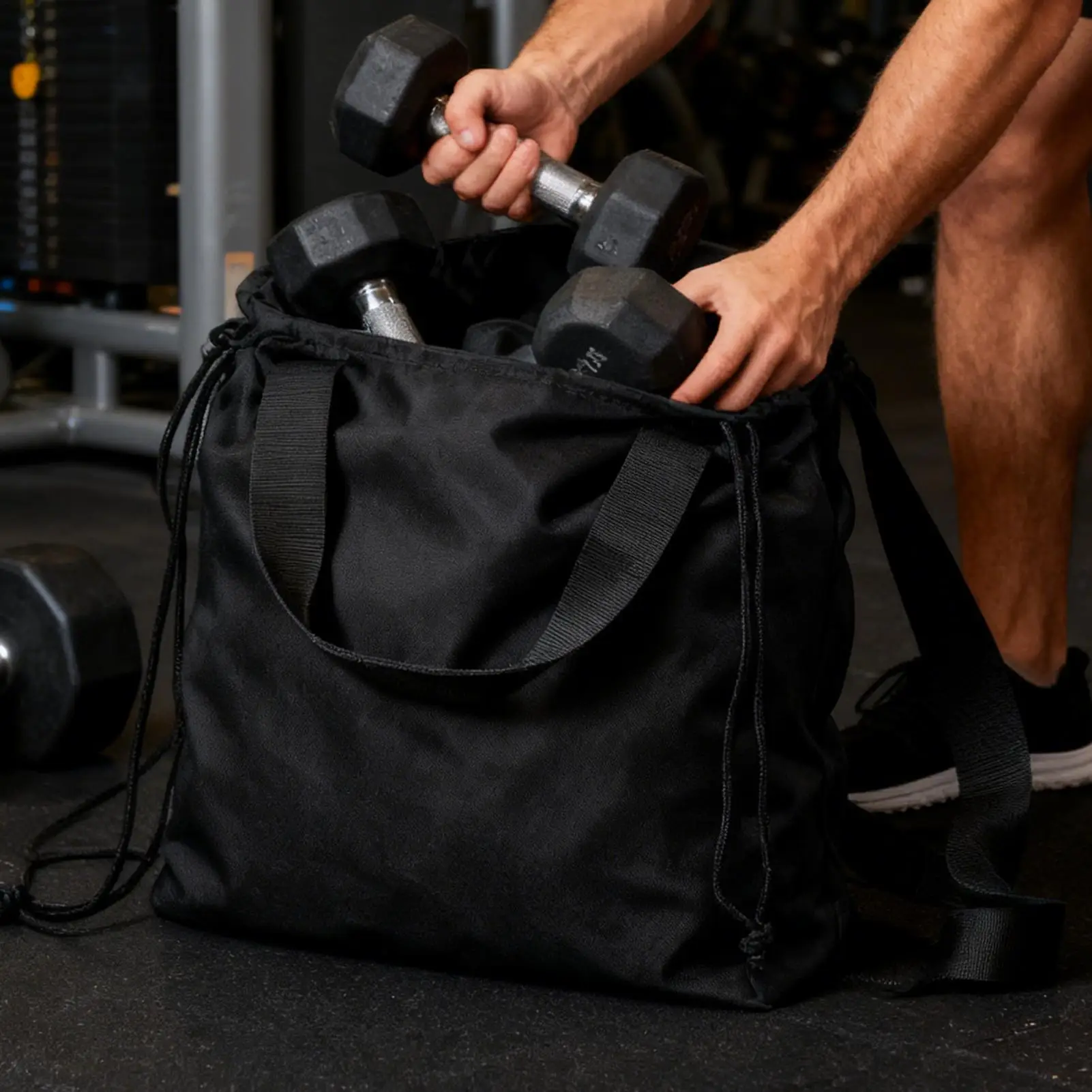 

Gym Bag For Women Drawstring Design Carry Case With Adjustable Strap Sports Duffel Bags For Fitness Training Camping Workout