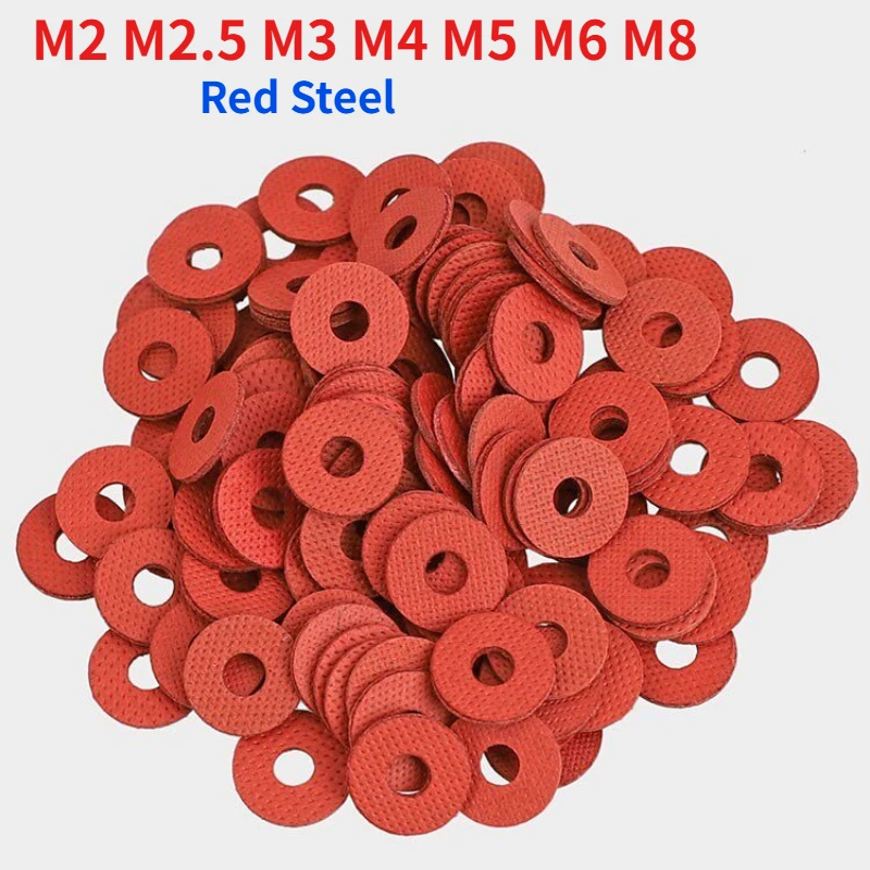 200-500pcs M2 M2.5 M3M4M5 M6 M8 Red Vulcanized Fiber Insulation Washer, Red Steel Paper Meson Gasket, Electrical Insulating Shim