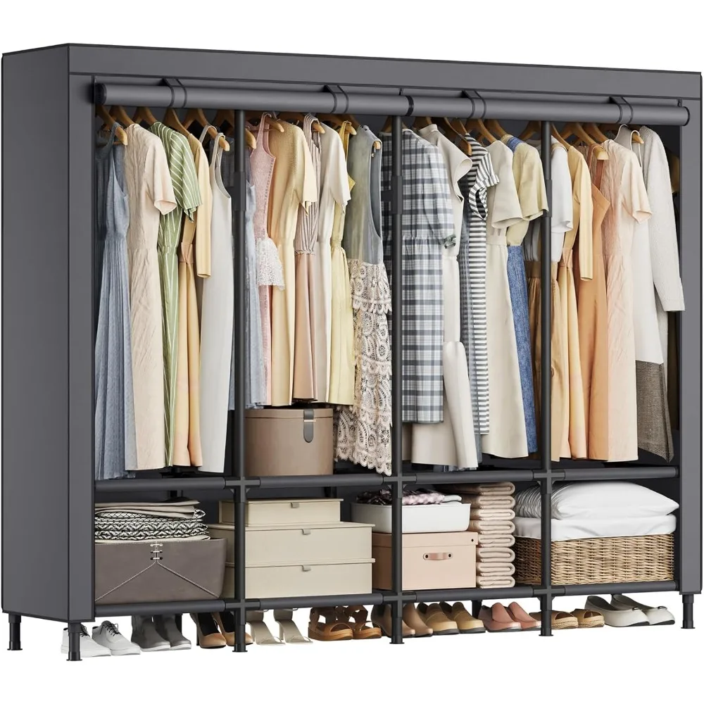 

Wardrobe Closet, 67.3 Inch Large Capacity Portable Closet, Clothing Rack, 25 mm Dia,Thick Steel Tubes, Clothes Organizer with F