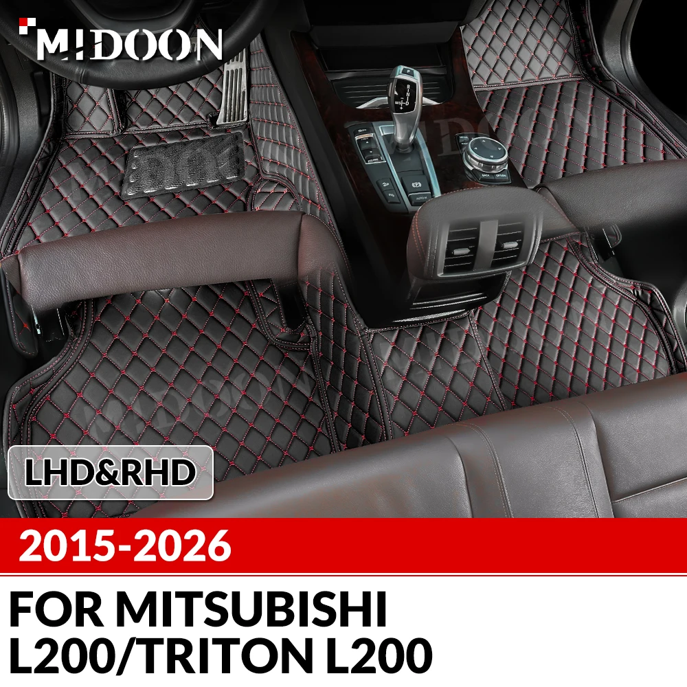 MIDOON For Mitsubishi L200/Triton L200 2015-2026 Custom Car Floor Mats Auto Carpet Cover Interior Details Accessories Protective