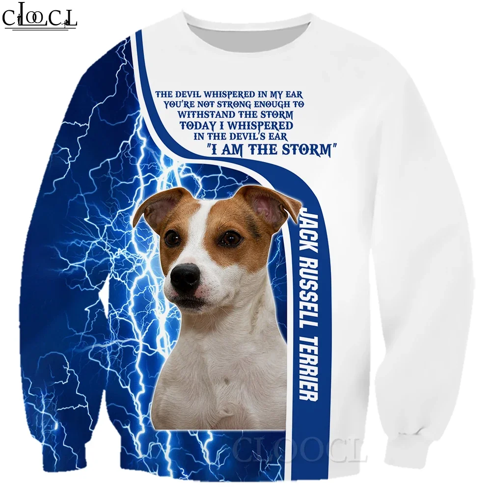 HX Animal Dog Sweatshirts Jack Russell Terrier Lightning 3D Printed Hoodie Zipper Coats Men Women Sportwear Dropshipping
