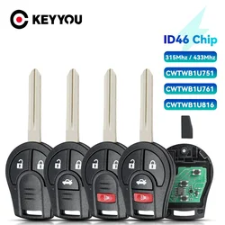 KEYYOU z baterią 315/433MHZ zdalny kluczyk samochodowy do Nissan Keyless Entry 46 Chip CWTWB1U751 TWB1U761 H0561-C993A