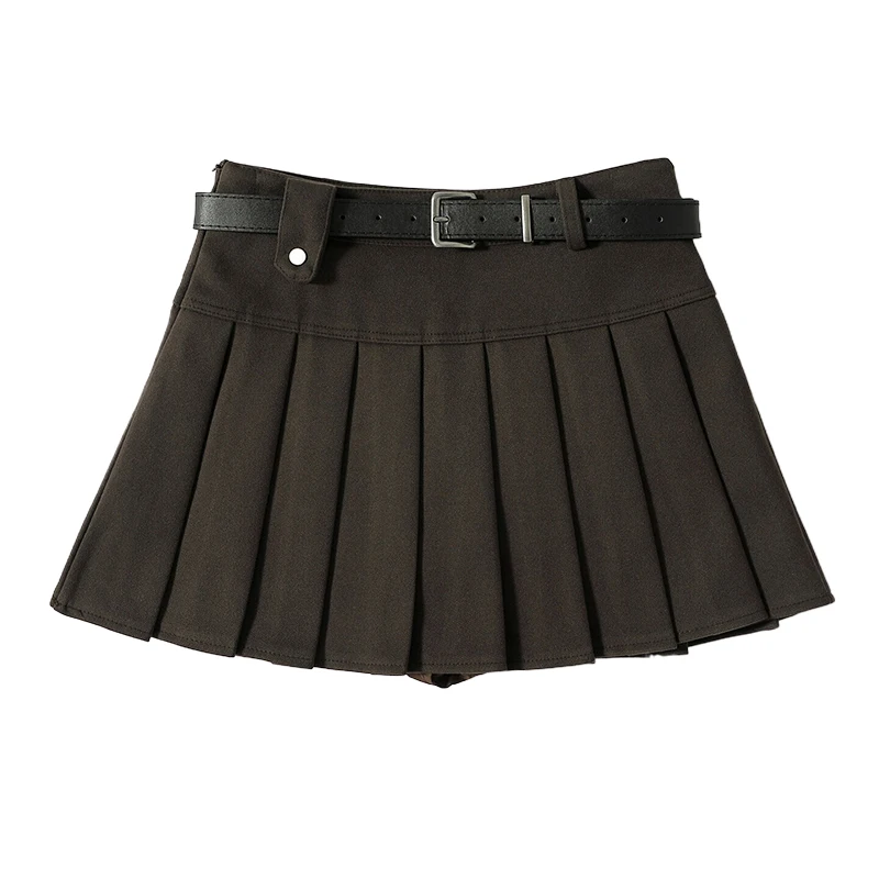 Seoulish Autumn Winter High Waist Woolen Women's Pleated Skater Mini Skirts 2025 Vintage Korean A-line Sexy Mini Skirts Female