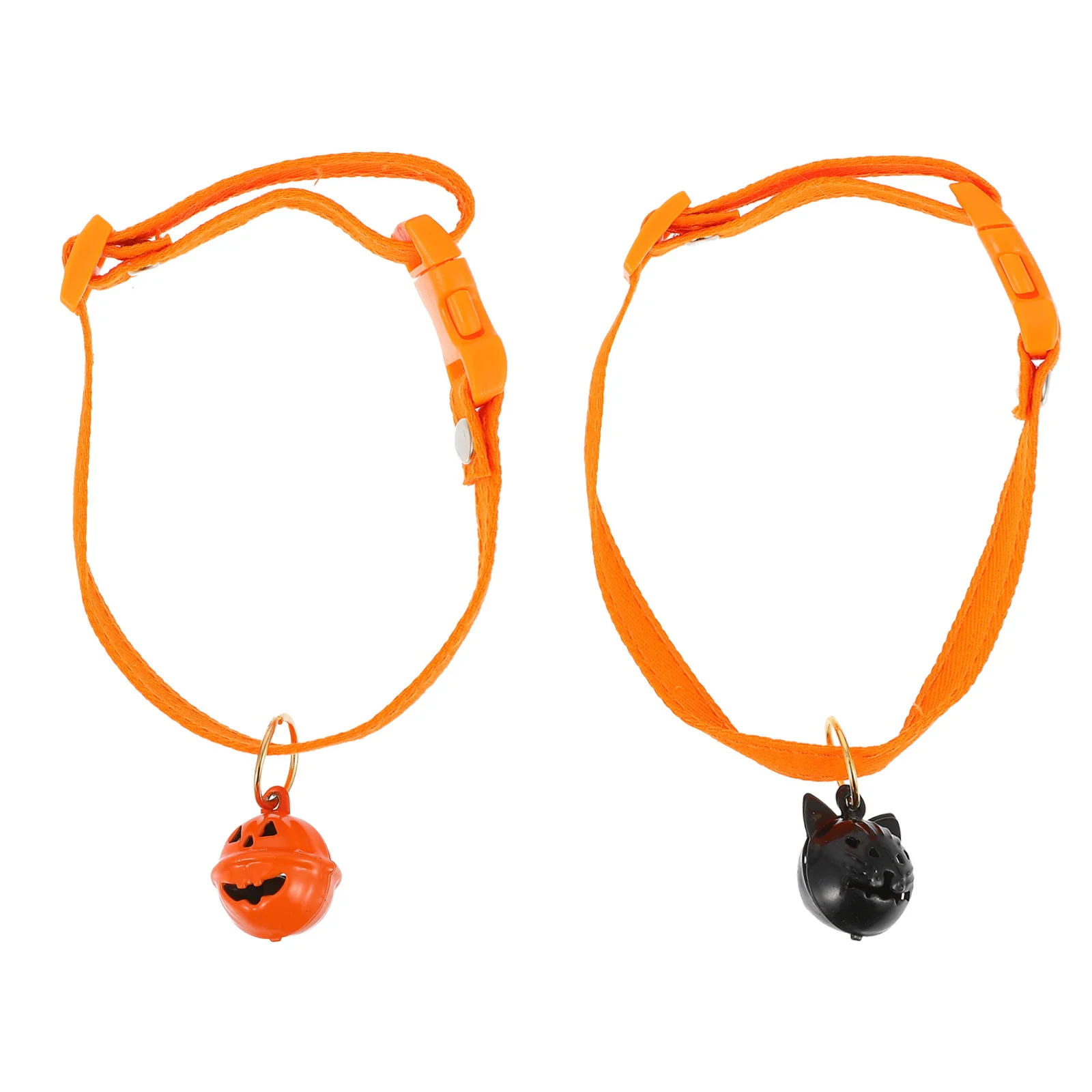 

2Pcs Halloween Pet Collar Adjustable Pumpkin Ghost Pendant Cat Dog Neck Chain Cosplay Collar Bright Color Festival Decoration