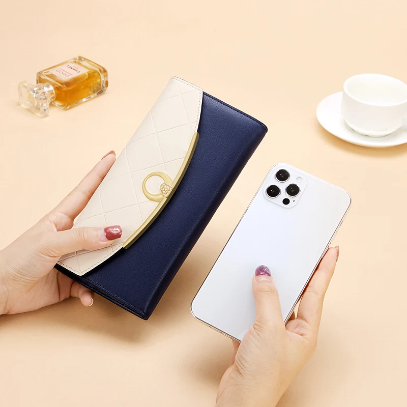 Cnoles – portefeuille de luxe pour femmes, grand porte-cartes, pochettes en cuir pour dames