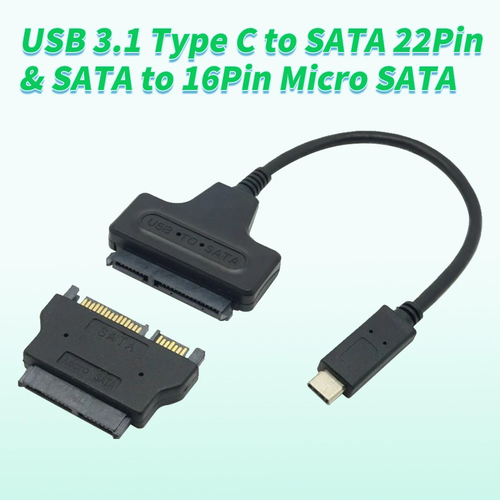 

Переходник USB 3.1 Type C на SATA 22Pin и SATA на 16Pin Micro SATA, адаптер для жесткого диска 1,8 дюйма 2,5 дюйма, 1 комплект