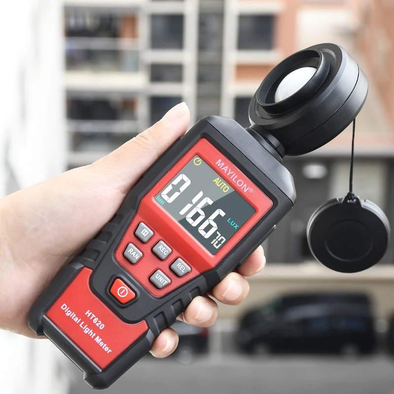 HT620L Auto Digital Luxmeter LUX/FC Measurement LED Light Meter with 180 Degree Rotate with REL MAX MIN AVG Datahold