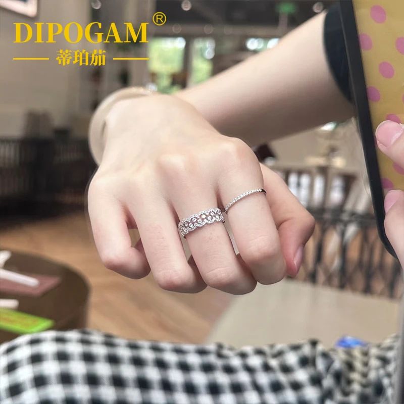 

silver 925 inlaid full diamond Light luxury high-end lace rings for women new in retro exquisite fashion ring jewelry gift