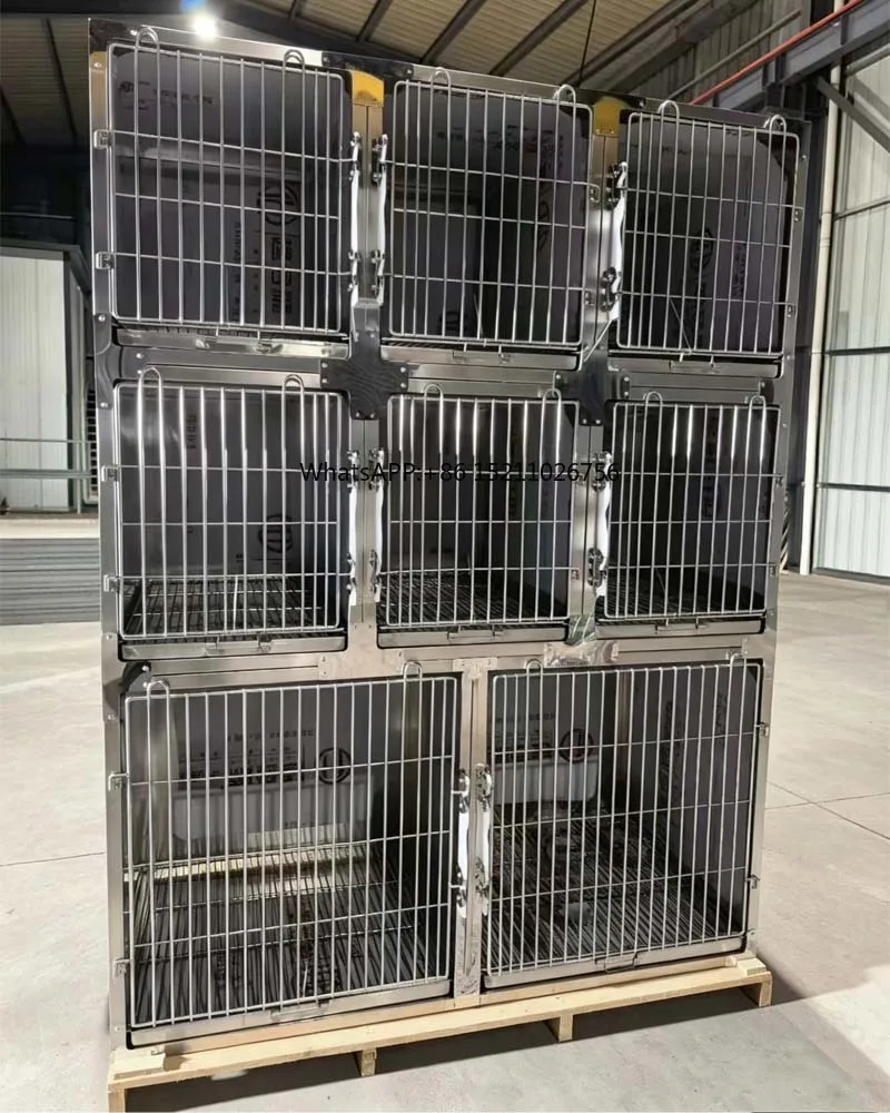 Custom Multi Layers Stainless Steel Veterinary Cage Pet Oxygen Recovery Cage Dog Cat Boarding Cage for Animal Clinic