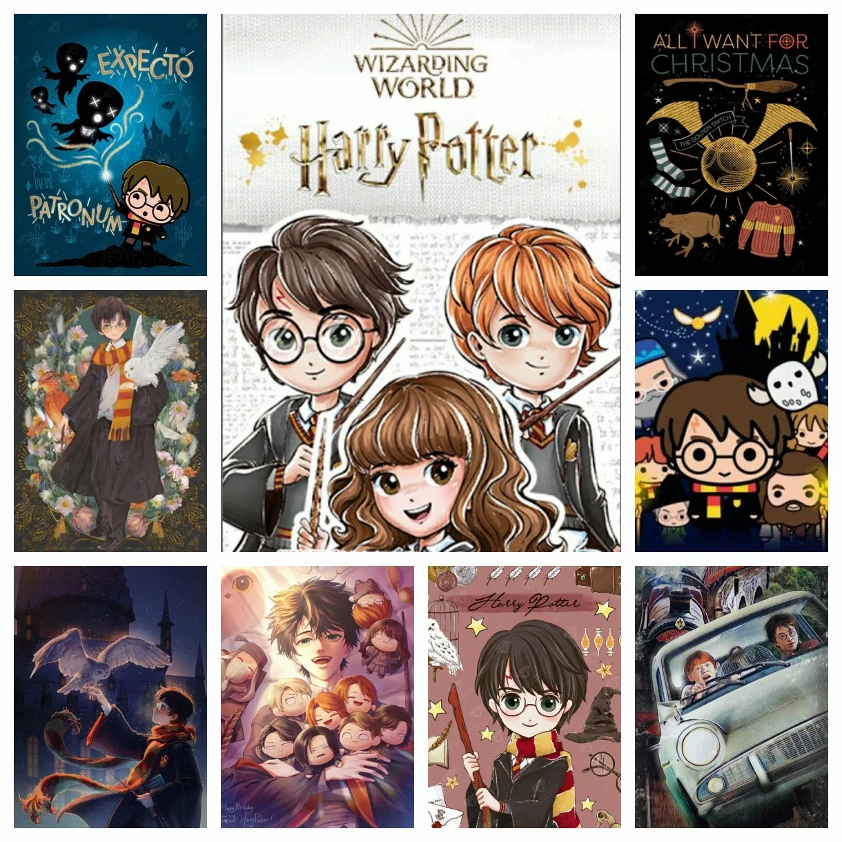 Personajes de dibujos animados de Harry Potter, pintura de diamante, punto de cruz, Castillo de Hogwarts, mosaico bordado, diamantes de imitación, decoración del hogar, regalo para niños