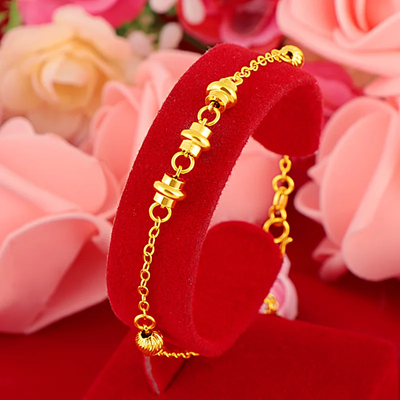 

Pure gold store style China-Chic transfer bead bracelet gold women's fashion bead gold bracelet in stock