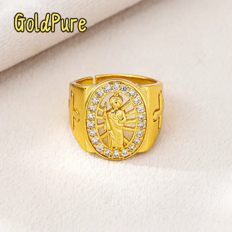 

Goldpure Luxury 24K 9999 Pure Gold real gold Women's Virgin Mary Opening Ring