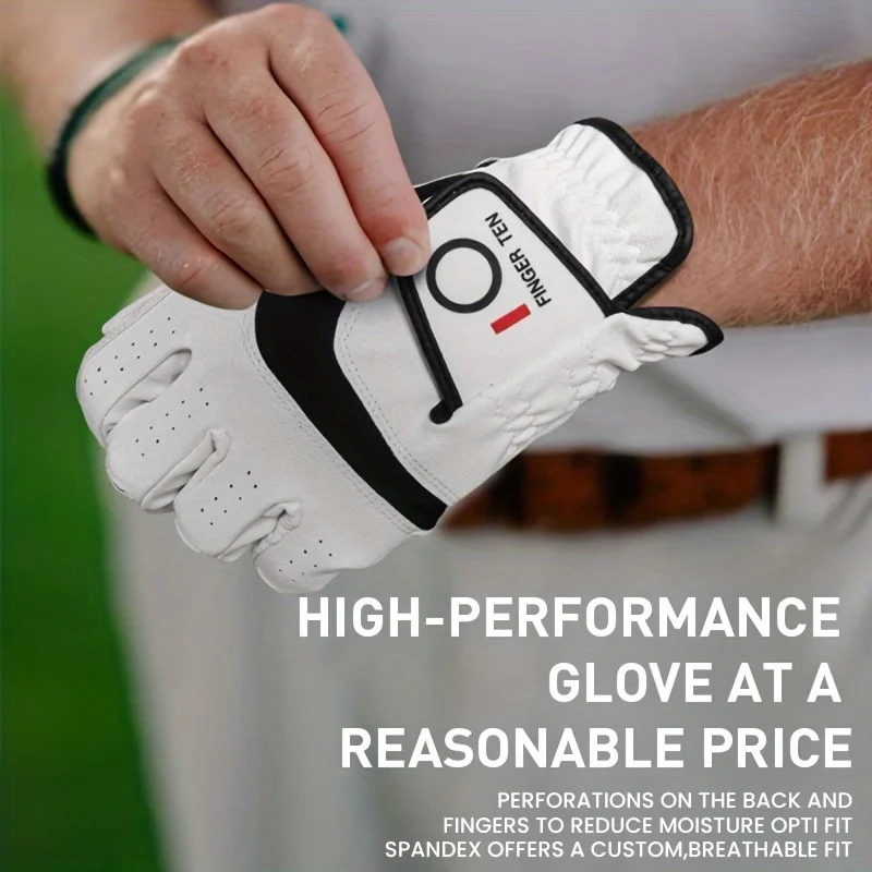 Golf Gloves Men Right Handed Golfer Left Hand 2 Pack Leather All Weather Grip Soft Breathable Flexible for Mens