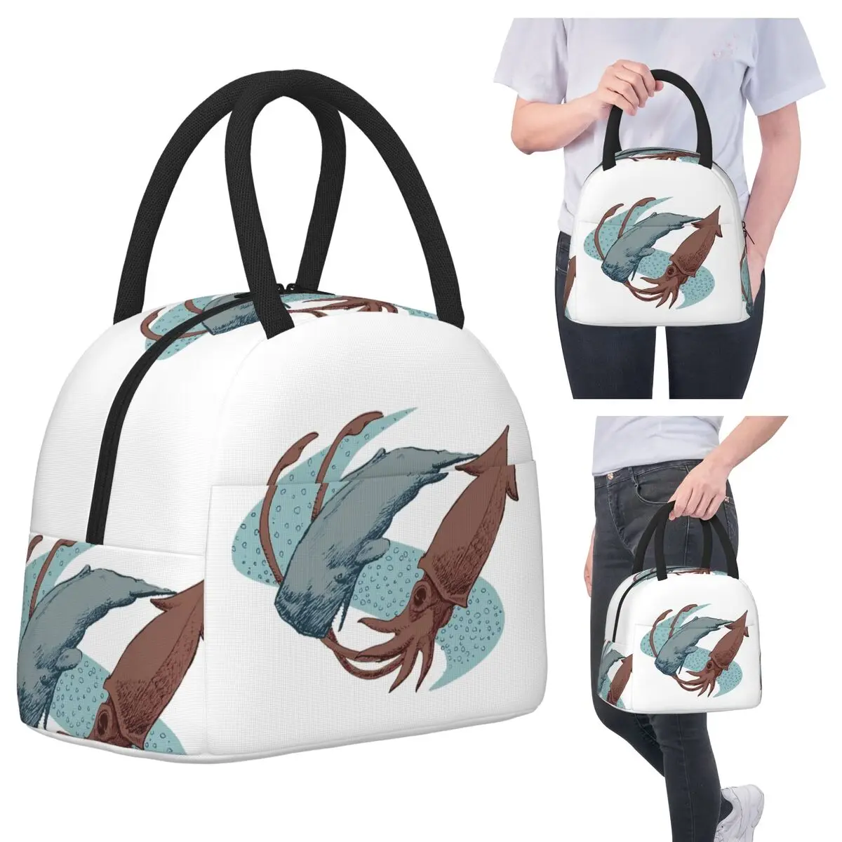 

Sperm Whale Vs Giant Squid Insulated Lunch Bag for Kids School Cooler Thermal Food Box Tote Leakproof Lunch Boxes Container