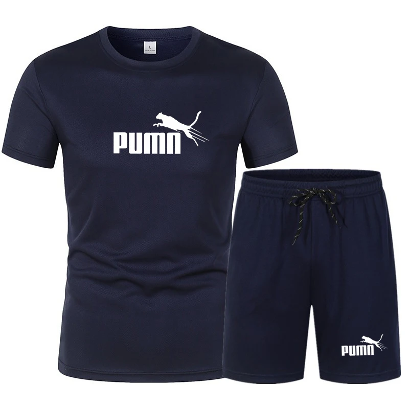 

2026 summer men's short sleeved set, casual and fashionable quick drying sports two-piece set, breathable and comfortable top an