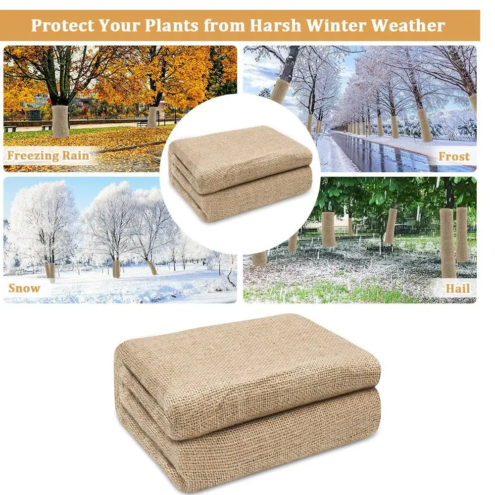 

Антизамерзающие чехлы для защиты от мороза, дышащие, сохраняющие тепло, защитный чехол для растений, натуральная джутовая мешковина против холода