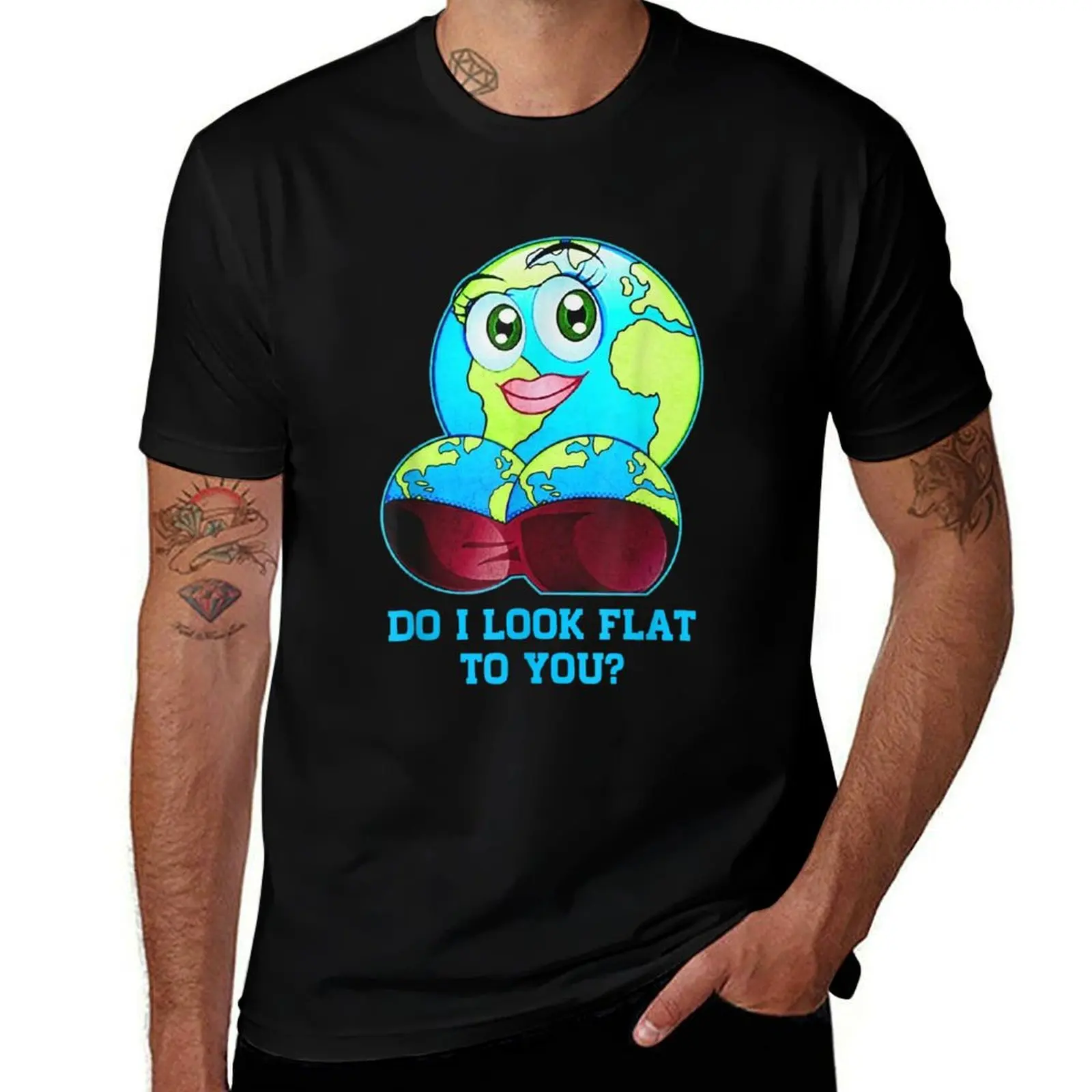 Ai-je l'air plat pour vous? T-shirt anti-optique plat Earth pour garçons, chemise personnalisée pour garçons, chemises d'archives blanches, chemises bleues pour hommes