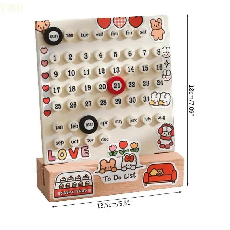 Y2GD DIY Rings Desk Kalender Desktop Dekorationen Acryldatum Rekordgeschenke Home Decorations Office School