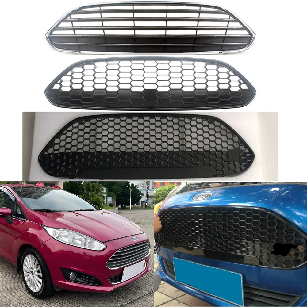 

Honeycomb Front Bumper Upper Lower Grille Grill For Ford Fiesta 2013 2014 2015 2016 2017