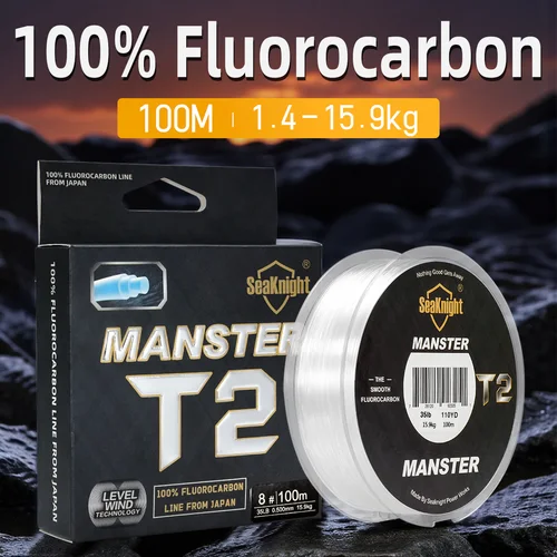 SeaKnight marca MANSTER T2 serie 100% hilo de pescar de fluorocarbono 100M, línea de fibra de carbono 3-35LB mejora sedal de pesca de mar hundido