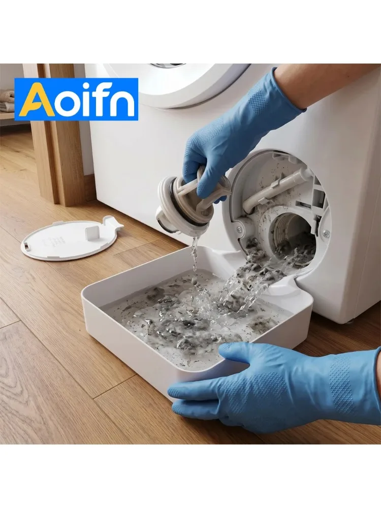 Aoifn Waschmaschinen-Auffangwanne, Wasserfangschale für Frontlader-Waschmaschinen, Filterreinigung, Bodenschutz gegen Waschmittelüberlauf