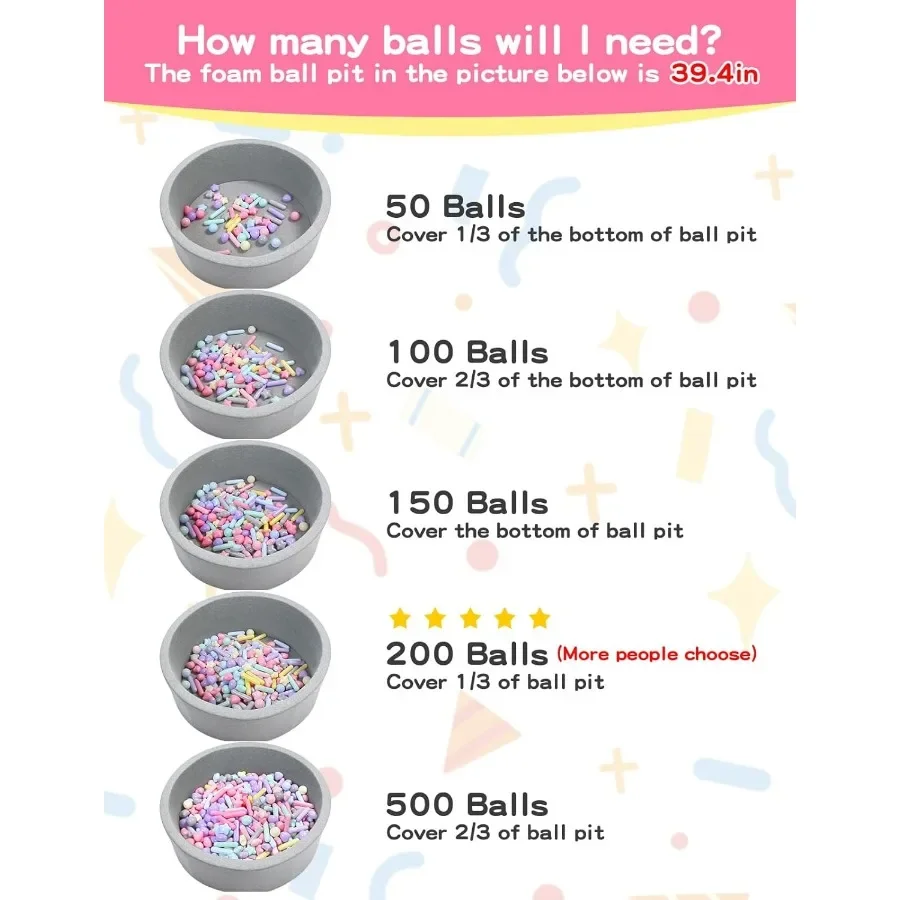 Ball Pit-Bälle für Kleinkinder Macaron 100-Ball Pit-Bälle, zerkleinerungssichere Spielzeugbälle aus Kunststoff für Kleinkinder, Ballgruben, Ballgruben-Spielzelt