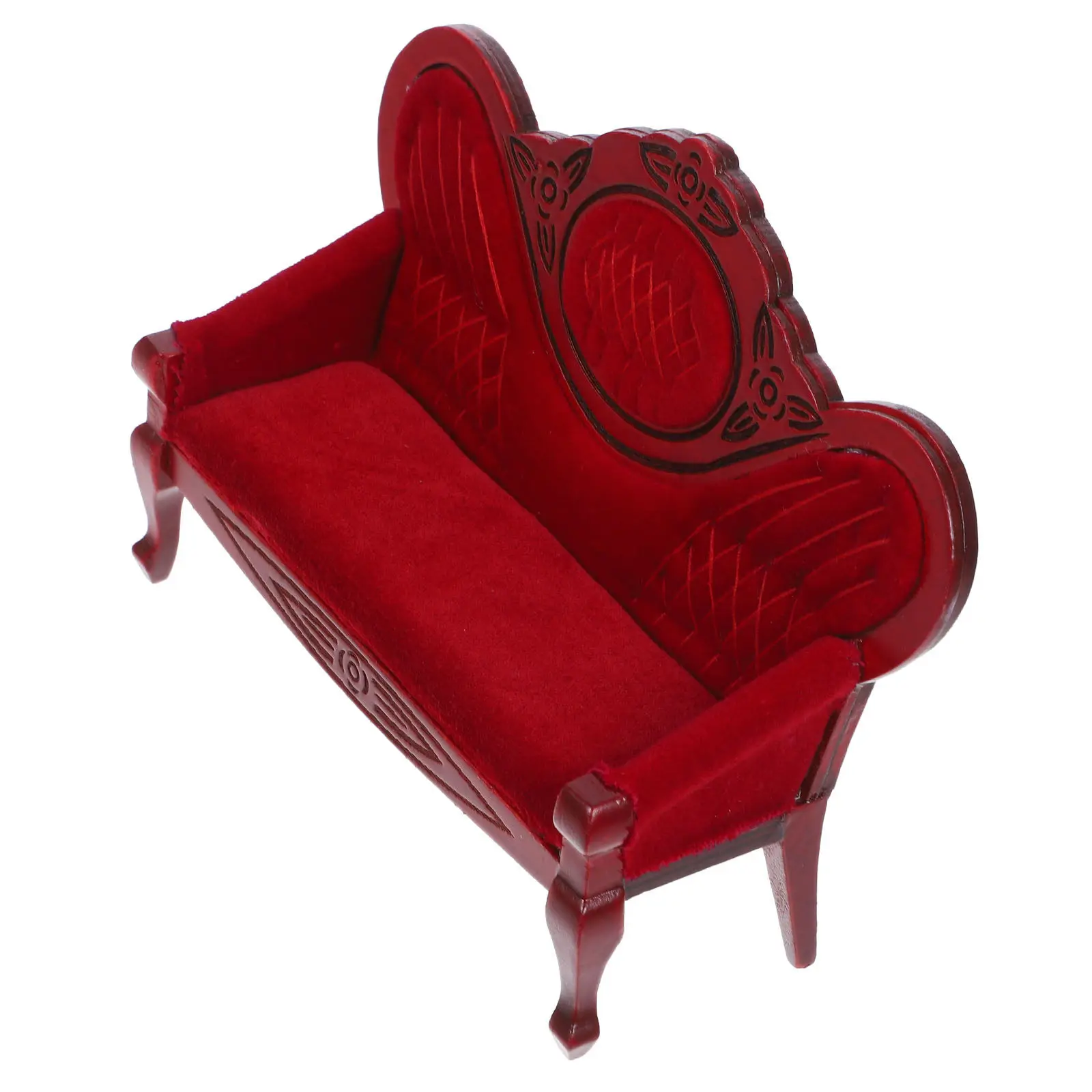

Exquisite Handcrafted Wooden Mini Sofa Vintage Style Tiny House Furniture Ideal for Miniature Scene Decoration and