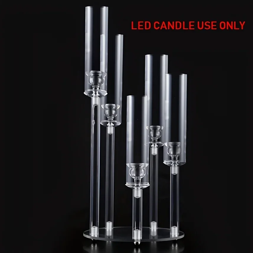 5 Arms Clear Candelabra Centerpieces Tall Acrylic Candelabra Candle Holder For Wedding Birthday Party Dining Table Home Decor