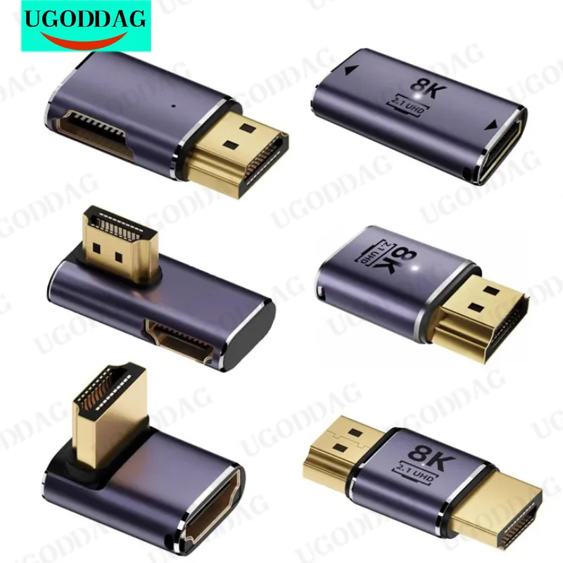 HDMI-compatible Adapter HDMI-compatible Female to HDMI-compatible Male Converter Adapter UHD2.1 Support 8K 60Hz 4K 120Hz 48Gbps