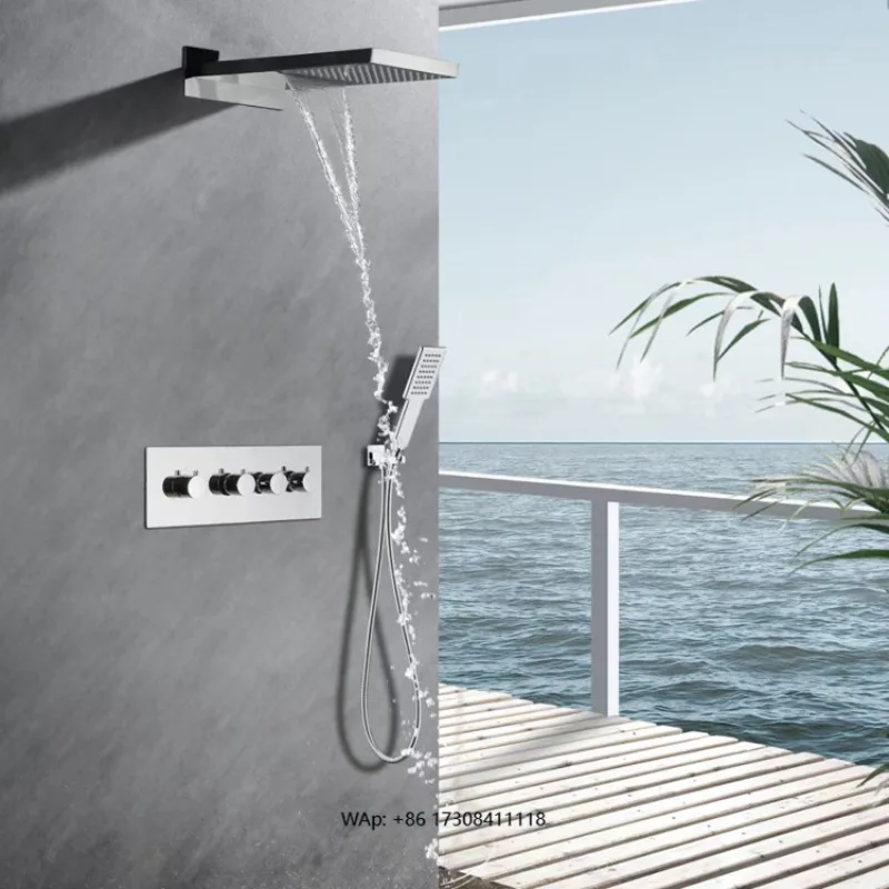Wall Mounted Multifunctional Concealed Shower Blender Set Concealed Bath Rain Square Shower Set