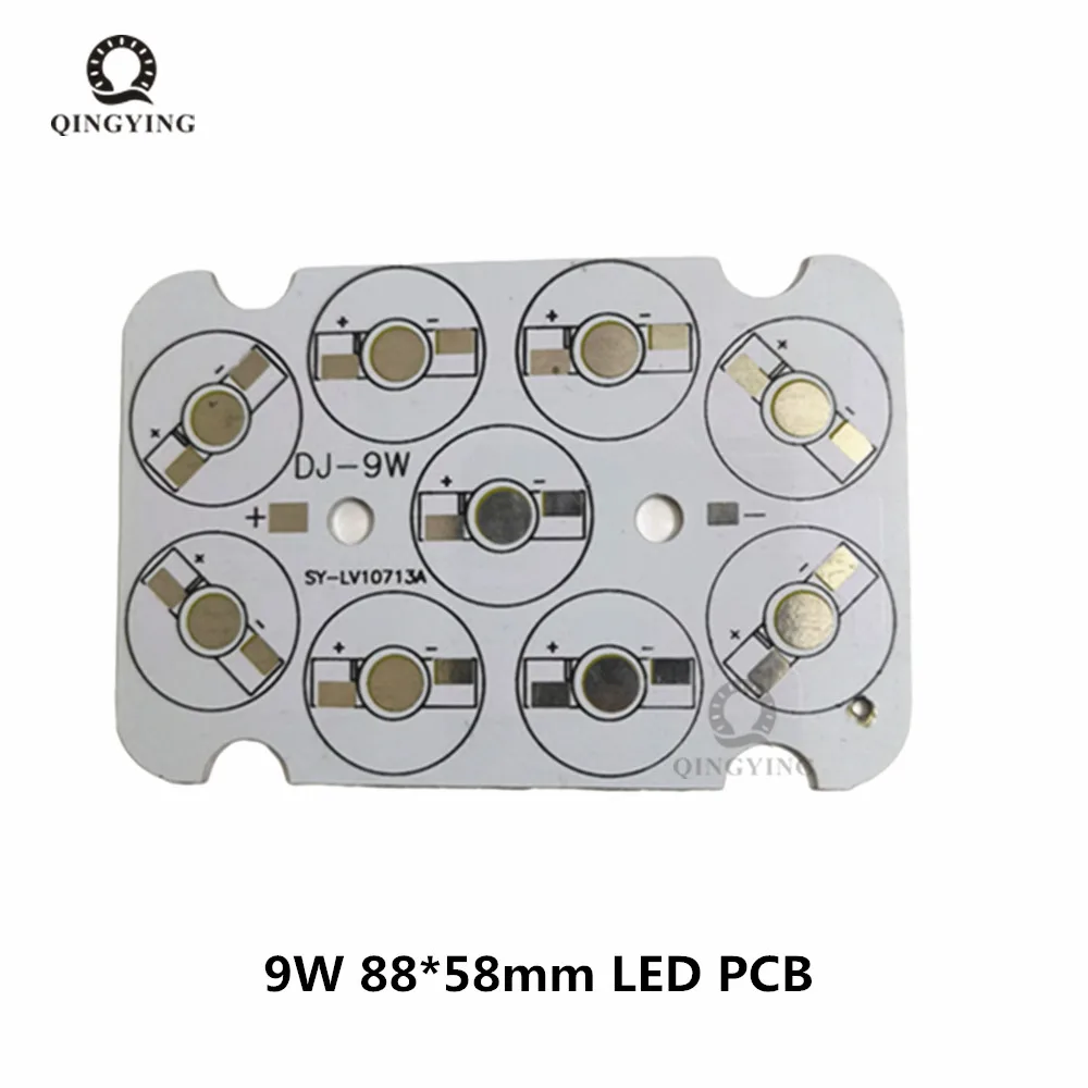 10 sztuk 6W 9W 88*58mm LED PCB, aluminiowa płyta podstawy, płyta radiatora na światło drogowe, reflektor, kinkiet