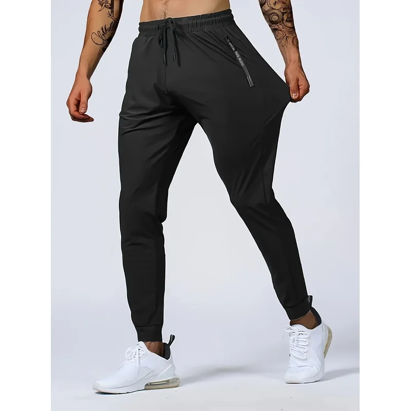 Football Running Men's Sweatpants High Stretch Fabric Waist Drawstring Gym Jogging Sports Gift Training Pants Man Gray Fishing