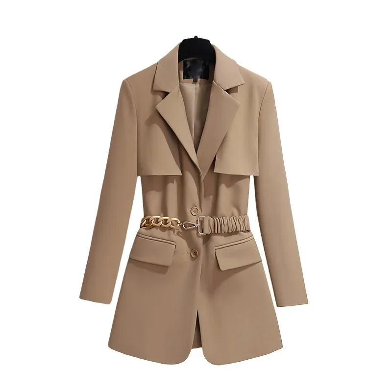 High Quality Suit Jacket Female Spring and Autumn Wear Korean Version Loose Casual Khaki Black Trench Coat