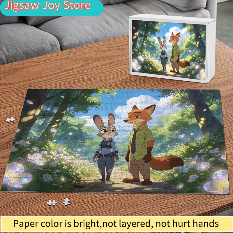 Puzzle de 1000 pièces Disney Zootopia Judy Hopps et Nick Wilde, divertissement familial, casse-tête pour adultes, jeu de puzzle, idéal