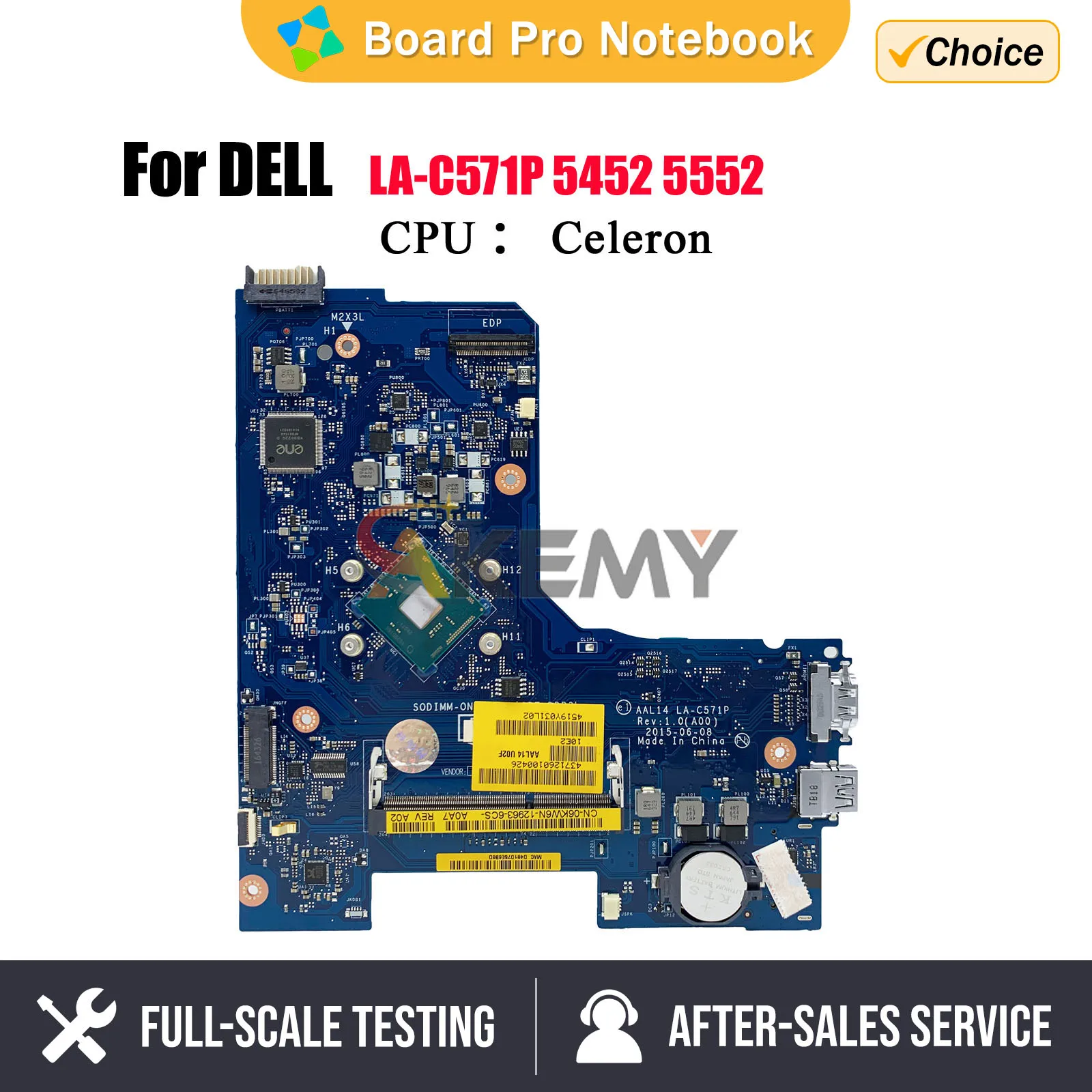 AAL14 LA-C571P For DELL 15 5000 5452 5552 Laptop Motherboard CN-0F77J1 0F77J1 F77J1 with N3700 CPU DDR3 100% Test ok
