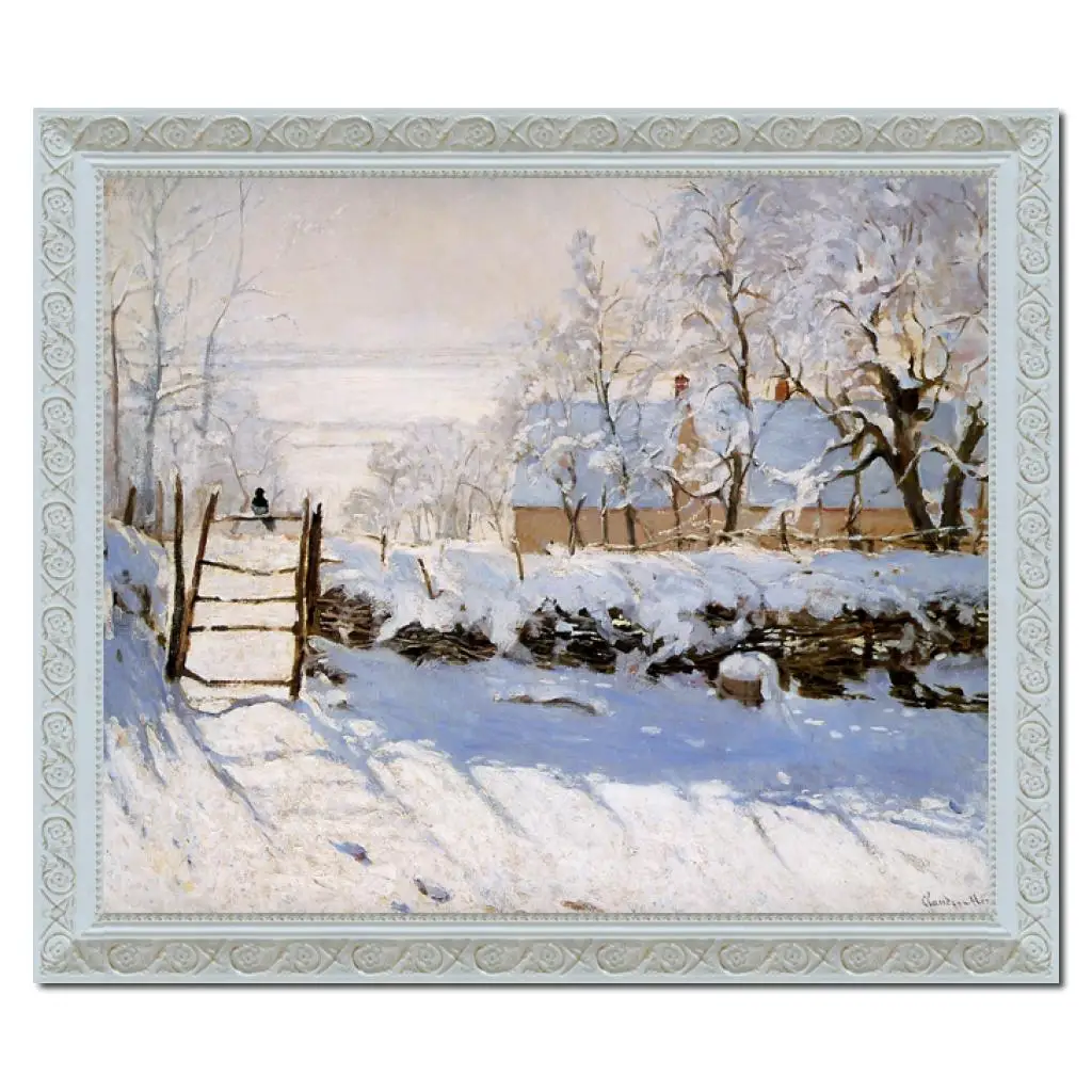 

Impressionism Winter Landscapes Art Claude Monet Painting The Magpie Handmade Classic Canvas Artwork Wooden Frame Home Decor