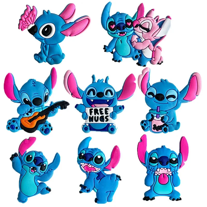 MESUCA 8-22Pcs Stitch Shoe Charms Cartoon DIY Shoes Accessories For Clogs Sandals Decorations Kids X-mas Gifts