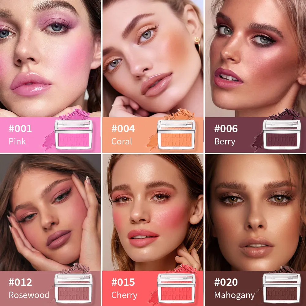 Set di olio per labbra e fard in rilievo Lucidalabbra idratante Rossetto liquido rimpolpante Tavolozza Blausher in polvere opaca per le guance