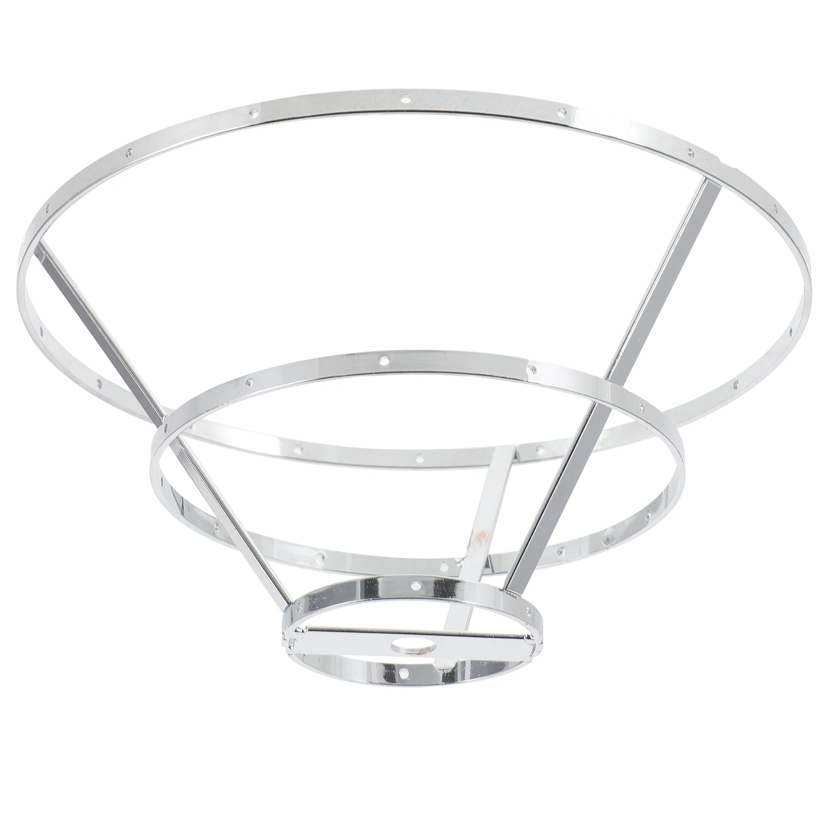 

DIY Chandelier Stand Lampshade Frames 19cm Diameter 9cm Height Silver Triple Layer Metal Rack Pendant Lamp Shade Holder