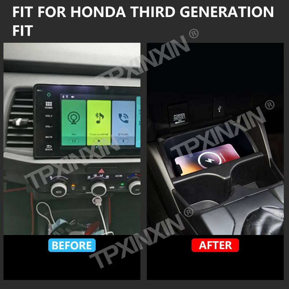 

Для Honda Fit 3-го поколения 2014-2020 Quick QI автомобильное беспроводное зарядное устройство быстрая зарядка интеллектуальная инфракрасная панель мобильного телефона