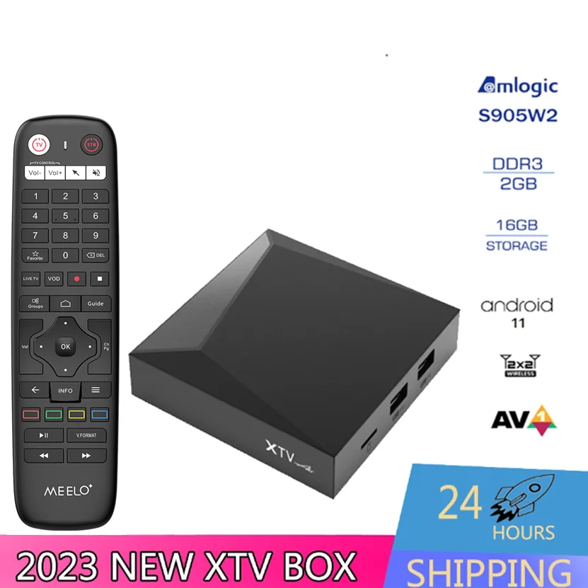 XTV AIR Meelo + Android 11.0 Smartest tv box HD2.1 BT Amlogic S905W2 HDR + Ethernet 100M AV1 H.265 4K UHD Media Player