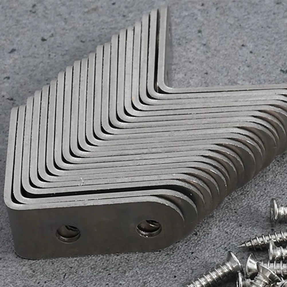 Brushed Stainless Steel Corner Brace 90 Degree Thick Right Angle Bracket for Furniture Cabinet Shelf Wardrobe Joint