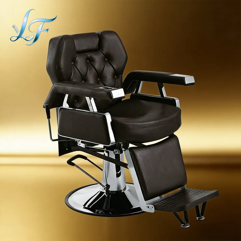 Hydraulic Large Pump PU Leather Black Barber Chair For Men Professional Hair Salon Cross Border Business Salon Furniture Supply